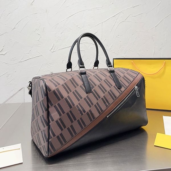 

large traveling pocket handbag bag men crossbody bags wide strap genuine leather zipper closure women airport tote shopping bags 45cm