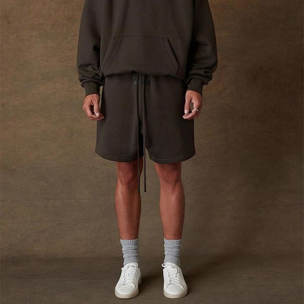 

22fw europe usa skateboard fleece shorts summer spring men thick sweatshort high street coral brown middle pants new color jogging2388