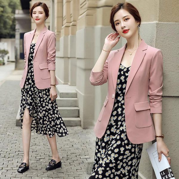 

pants blazers women single button slim fit coat long sleeve office lady outerwear jacket pockets female chic coats 2022 spring fall, White