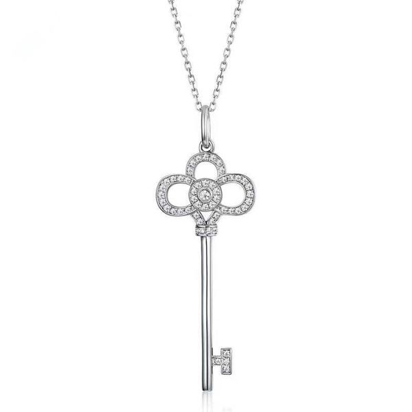 

designerheart crown key necklace female rose gold microinlaid collar chain ins net red versatile style pendant jewelry, Black