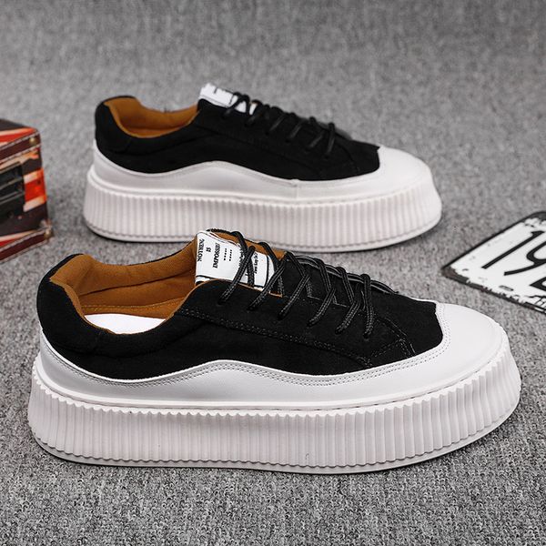 

dress shoes summer casual for men running sneaker student fashion board leather comfortable platform tenis masculino 230422, Black