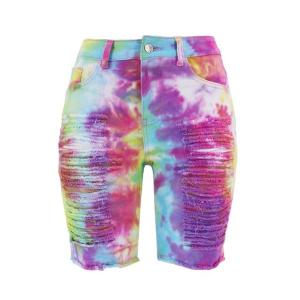 

shorts new women ladies denim skinny ripped shorts high waist hole destroyed tiedye stretch bodycon jeans shorts bermuda femme, White;black