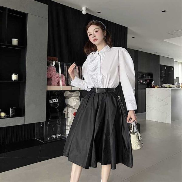 

24% off family spring/summer new fashion classic triangle belt decoration nylon temperament loose pleated skirt, Black