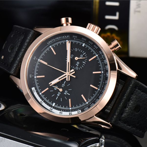 

2023 new style five stitches luxury mens watches quartz watch brand designer clock leather watchband men fashion accessories holiday gifts, Slivery;brown