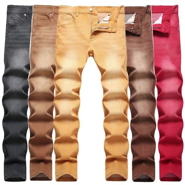 

men's distressed ripped skinny jeans mens jeans slim motorcycle moto biker causal mens denim pants hippop sticker embroidery slim denim, Blue