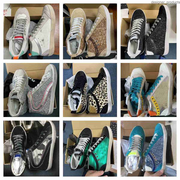 

mid star casual shoe francy deluxe brand gyay pink glitter leopard slide sneakers do-old dirty designer man women shoes, Black