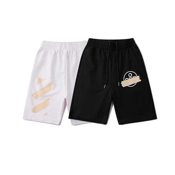 

22% off summer fashion new stamped tape graffiti capris ow men and women's couple sports shorts, White;black