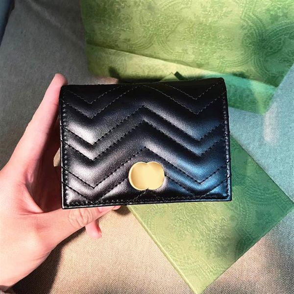 

woman marmont wallets coin purses with box key card holder metal fittings 5 card slots genuine leather luxury women's mens wa264y, Red;black