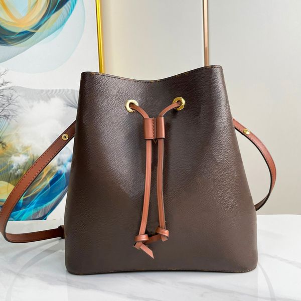 

Highquality Designers Bag NEONOE Bucket bag Shoulder Bags flower Purses Women Tote Brand Letter Genuine Leather Handbags crossbody bag, Black