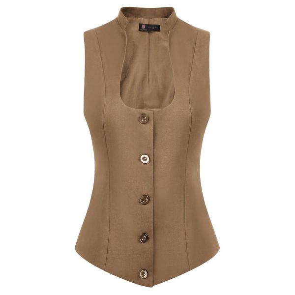 

vests formal jackets waistcoat women uneck vest coat sleeveless stand collar single breasted solid color slim elegant lady tank, Black;white