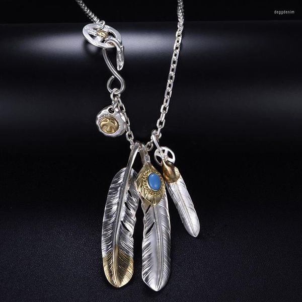 

pendant necklaces qn taijiao chain set takahashi goro style feather necklace women's men's sweater pendants for jewelry ma247o, Silver
