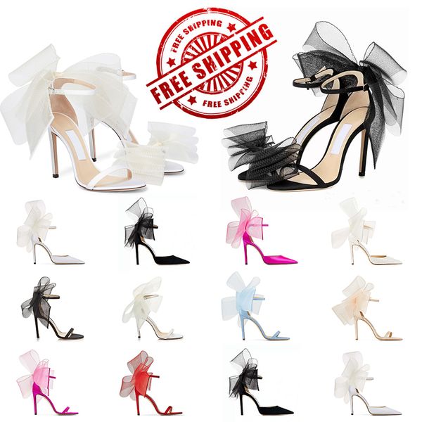 

luxury designer sandals womens high heels wedding shoes averly pumps aveline sandal with asymmetric grosgrain mesh fascinator bows shoes wit, Black