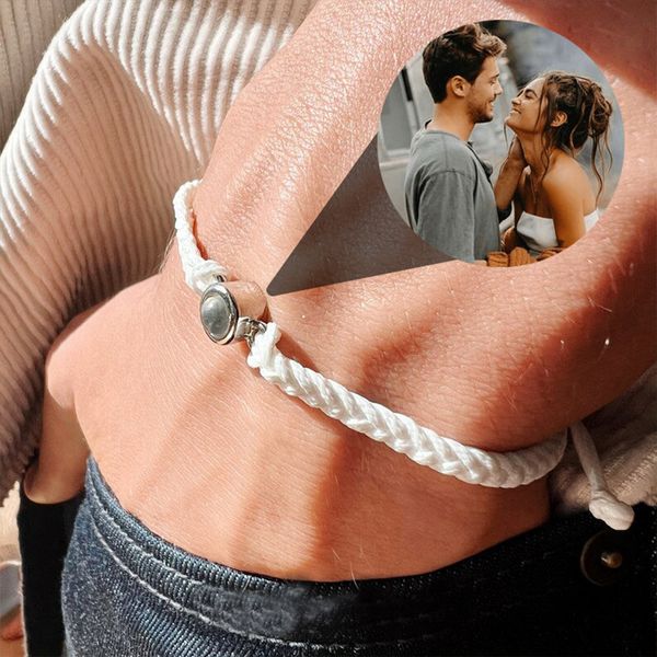 

beaded creative customized color po projection bracelet hand woven lovers personality jewelry for men and women valentine's day gift 23, Black
