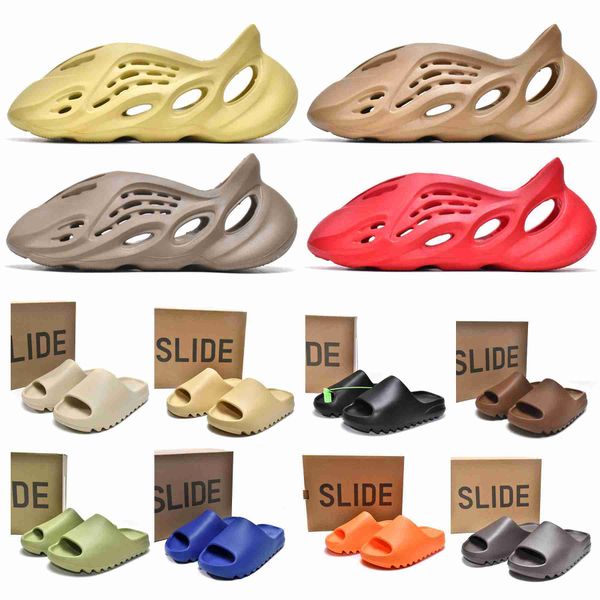

designer slippers men ladies sliders bone resin sand bubble rubber brown triple color sandal slippers foam ocher runr bone resin clogs deser, Black