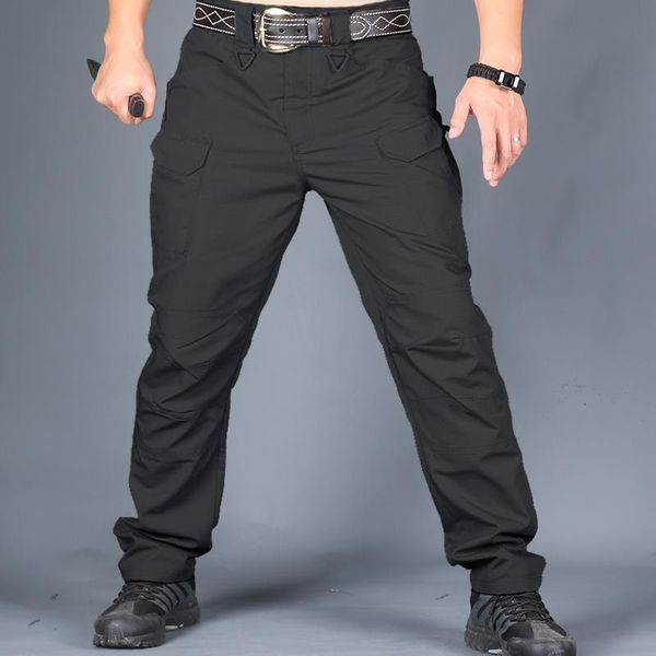 

pants tactical cargo pants men outdoor waterproof swat combat military camouflage trousers casual multi pocket pants male work joggers, Black