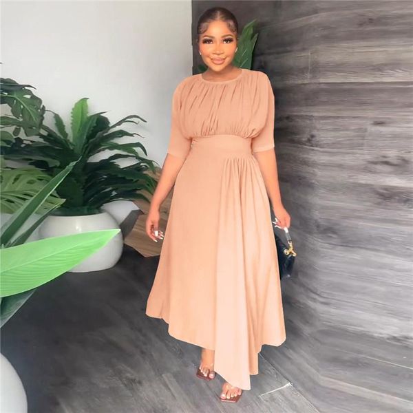 

dresses znaiml 2023 elegant office lady party maxi dresses women aline oneck ruched half sleeve high waisted long dress prom vestidos, Black;gray