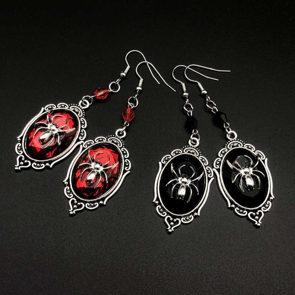 

charm gothic dangle spider cameo earrings small spider earrings witches gothic victorian silver plated framed spider cameo earrings w0422, Golden