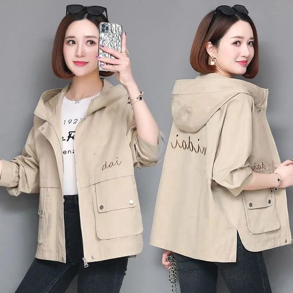 

jackets 2022 new autumn women jacket hooded windbreaker long sleeve casual coats female jacket loose outwear bomber jackets, Black;brown