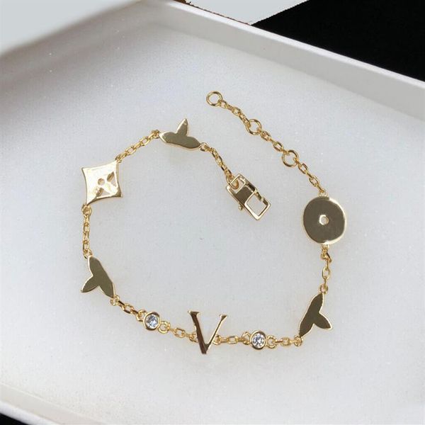 

fashion bracelets women bangle wristband cuff chain designer letter jewelry crystal 18k gold plated stainless steel wedding lovers184q, Black