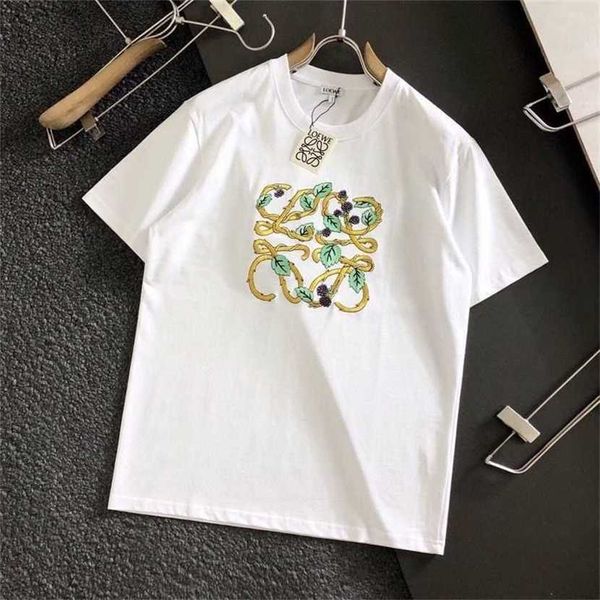 

24% off version trendy men's spring/summer new short sleeved t-shirt letter heavy work embroidery casual pure cotton round neck trend, White;black