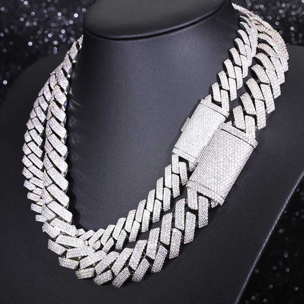 

gra certificate d/vvs moissanite diamond 15mm 20mm cuban chain heavy silver hip hop necklace chain