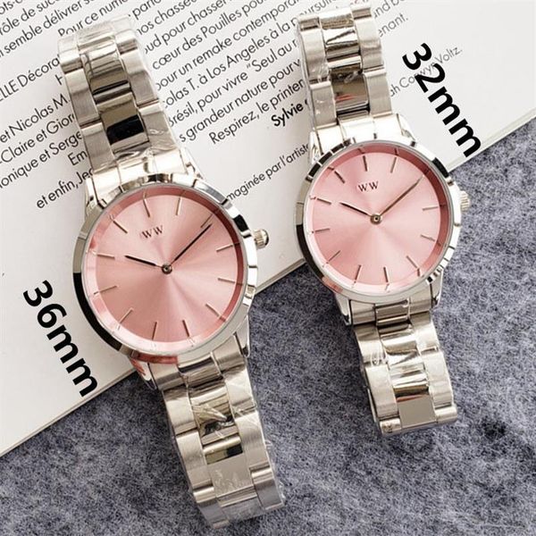 

a2 luxury fashion ms watch 36mm 32mm men's lady quartz watches stainless steel strip ladies leather men women re209v, Slivery;brown