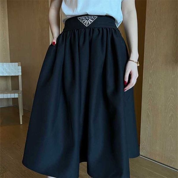 

22% off family spring/summer new style fashion diamond embedding triangle elevation waist slim skirt, Black