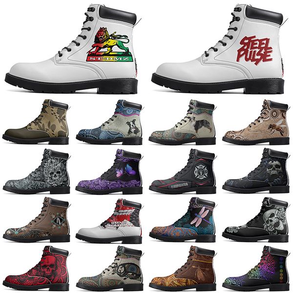 

Diy Fashionable Versatile Outdoor Boots Non-slip Winter Comfortable Casual Customized Elevated Classsic Light SaddleBrown Totem Boots