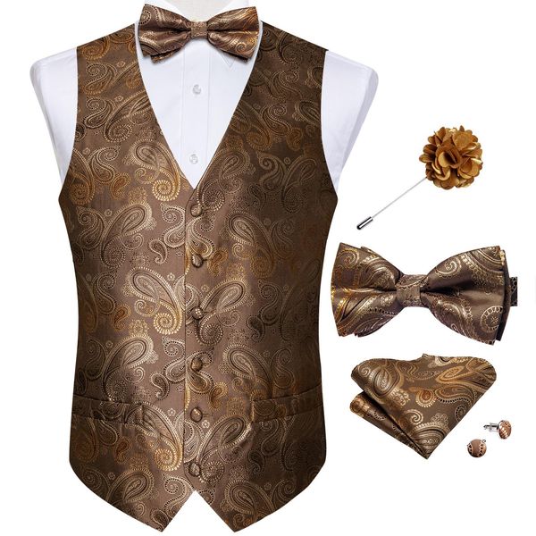 

blazers formal silk mens suit vest wedding groom tuxedo slim fit waistcoat bow tie set gilet homme costume brown blue white suit vest, White;black
