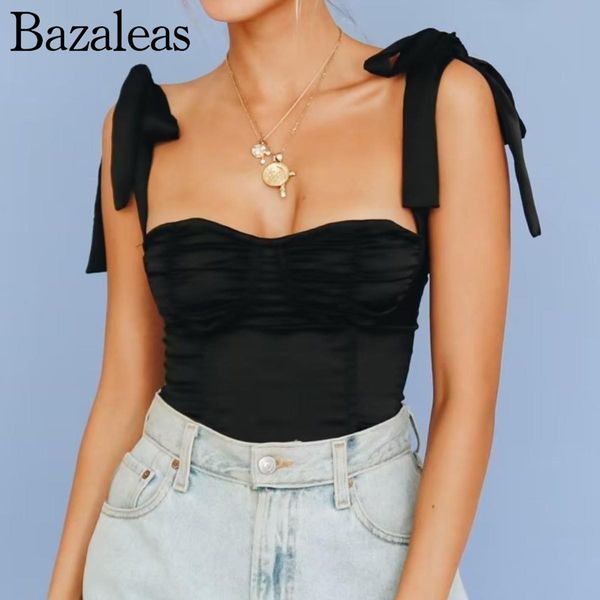 

t-shirt women's elastic elegant strappy cami straps cami solid color black bazaleas summer, White