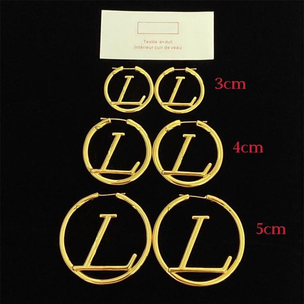 

womens designer earrings luxury jewelry hoop earring classic letter l ear studs fashion gold silver earrings lady big circle rings283s, Golden;silver