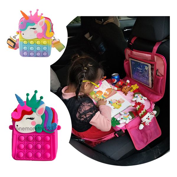 

convenient kids outdoor learning backpack multi pocket car seat hanging bag children unicorn designer shoulder bag stress release bubble bag