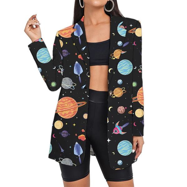 

pants women's suit space planet blazers hip hop jacket wholesale clothing custom suits long printed clothes woman oversized lady coat, White