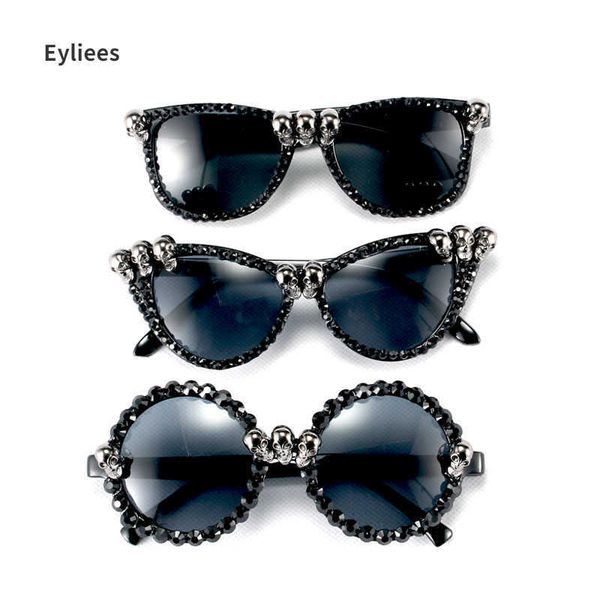 

other fashion accessories gothic skull sunglasses halloween christmas cat eye crystal punk sun glasses luxury designer vintage gafas de sol, Silver