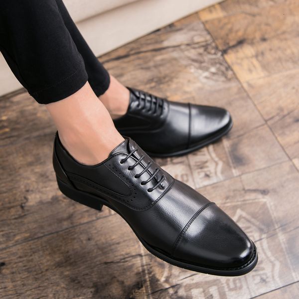 

dress shoes men leisure derby business classic triple joint oxford office gentleman footwear for job luxury wedding 230422, Black