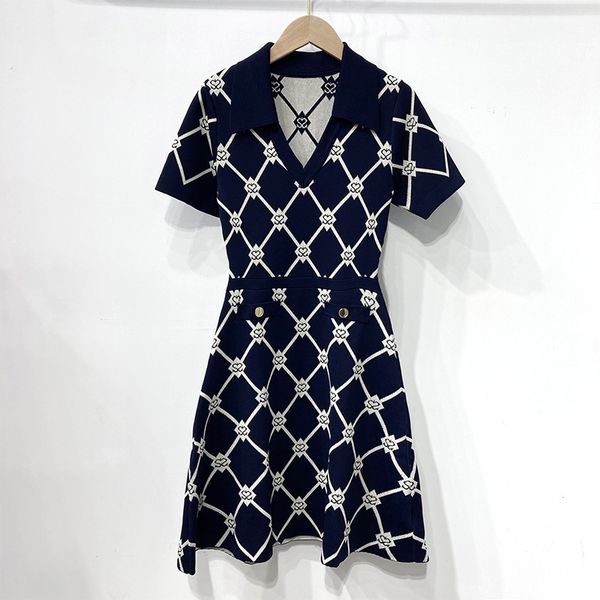 

casual dresses sandro collared checked short sleeves knit mini dress, Black;gray