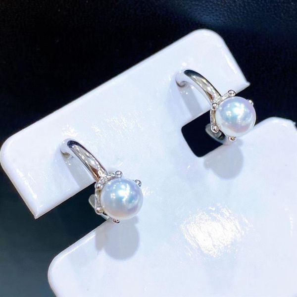 

22091301 pearl jewelry earrings ear studs 925 silver aka 4 5-5mm round circle hook298j, Golden;silver