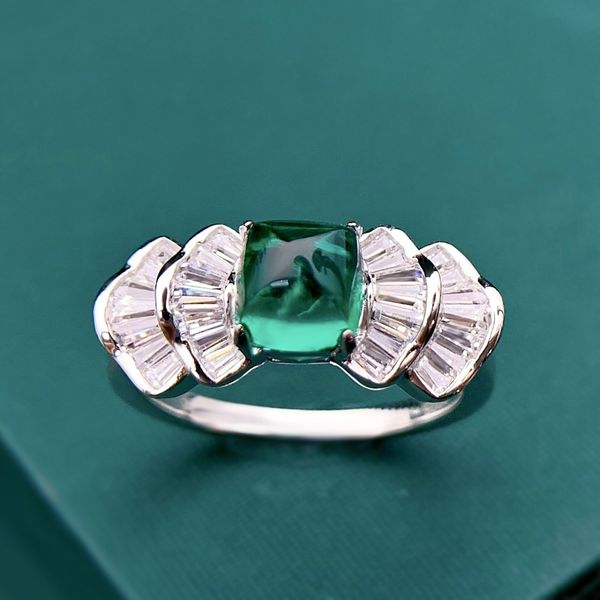 

vintage emerald diamond ring 100% real 925 sterling silver party wedding band rings for women men promise engagement jewelry, Slivery;golden