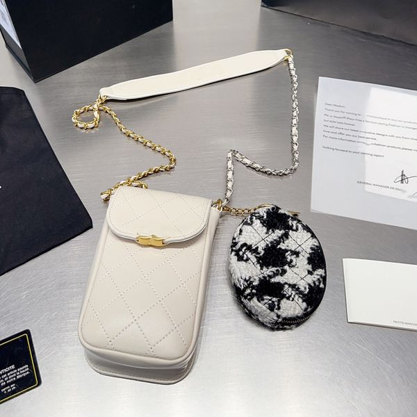 

classic quilted matelasse mini mobile phone bags clutch layer leather trendy 5a quality crossbody chain 2 in 1 bag wallet designer shoulder