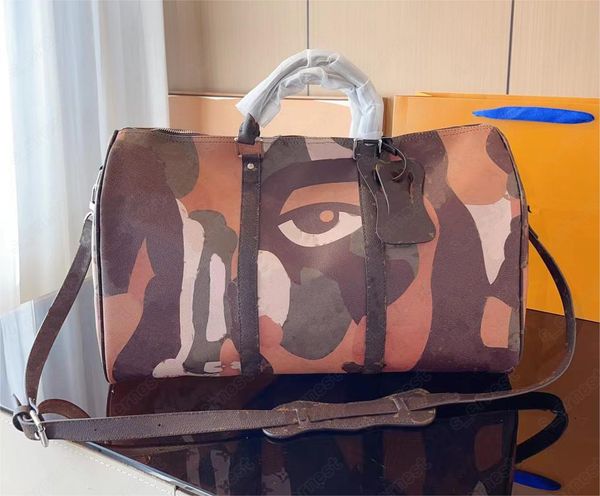 

2023 rubber fashion duffel bags printed designer men women travel bag, leather luggage handbags large capacity sport 50cm