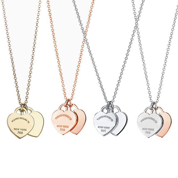 

new fashion 100% 925 sterling silver necklace pendant heart beads link chain rose gold design necklaces for women luxury jewelry o251c