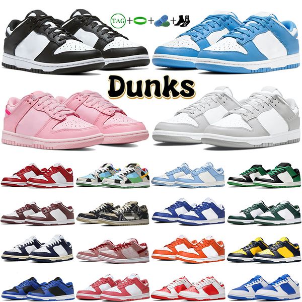 

with box designer dunks low retro running shoes men women sneakers sb white black panda grey fog unc coast university red vintage navy varsi