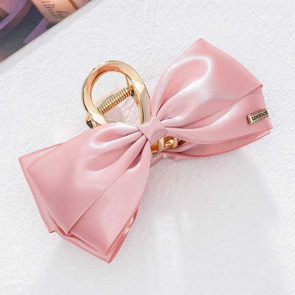 

pink barrette south korea's east gate double sided large handmade bow knot grab clip back brain spoon hair clip head jewelry shark clip, Golden;silver