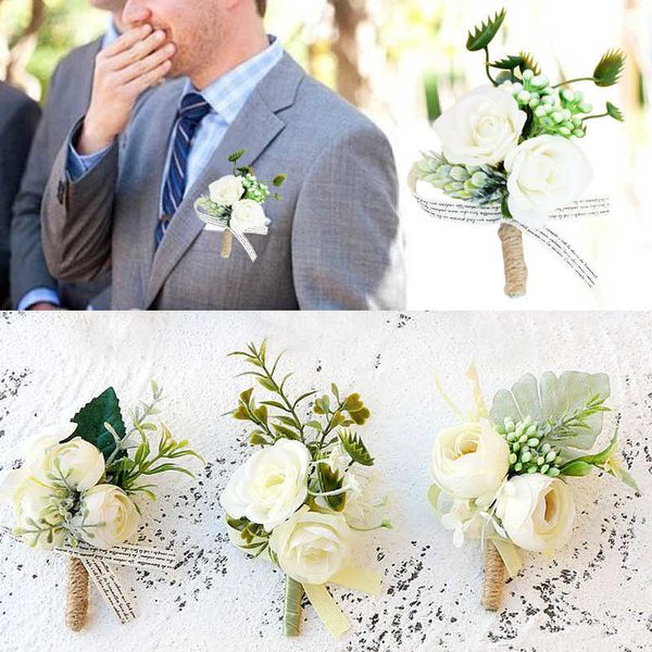 

other fashion accessories groom boutonniere man buttonhole bride wristbands corsage wedding flowers party decor suit boutonniere wedding acc, Silver