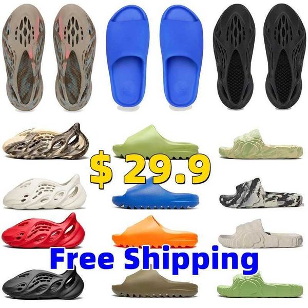 

with box slides slippers foam runner men women sliders onyx bone desert sand pure azure ararat sulfur ochre cream moon gray mens outdoor sum, Black