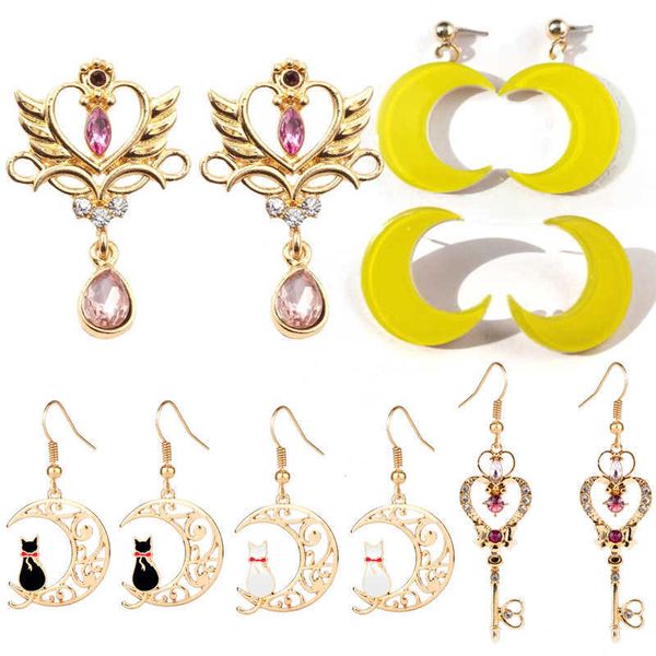 

charm anime jewelry star moon drop earrings for women 2023 new fashion girl star moon cartoon earring kawaii jewelry accessories gifts w0422, Golden