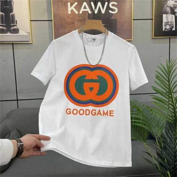 

24% off summer new contrast letter pure cotton short t-shirt men's fashion versatile half sleeve round neck slim fit top, White;black