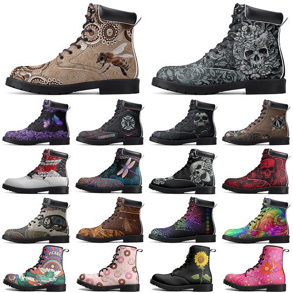 

Diy Fashionable Versatile Outdoor Boots Non-slip Winter Comfortable Casual Customized Elevated Classsic Light MintCream Totem Boots