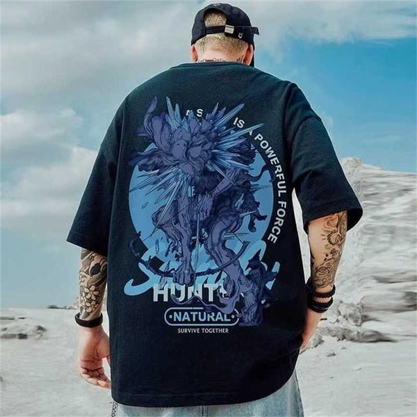 

20% off large short sleeve loose street t-shirt men's summer fashion, White;black