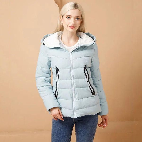 

leather winter down cotton jacket female 2022 new short cotton padded jackets parker women loose hooded warm outwear overcoat women, Black